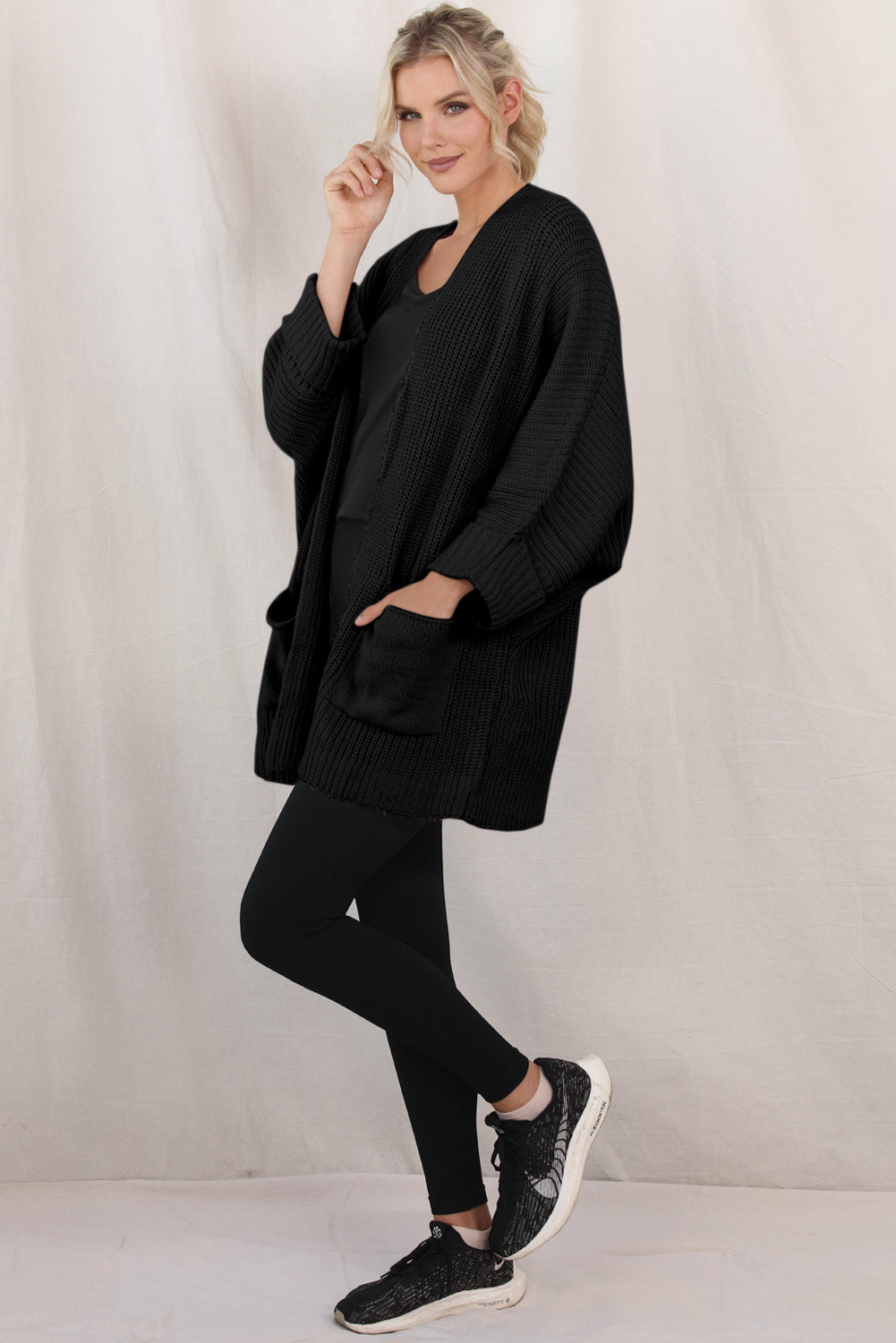 Batwing Sleeve Oversized Cable Knit Cardigan