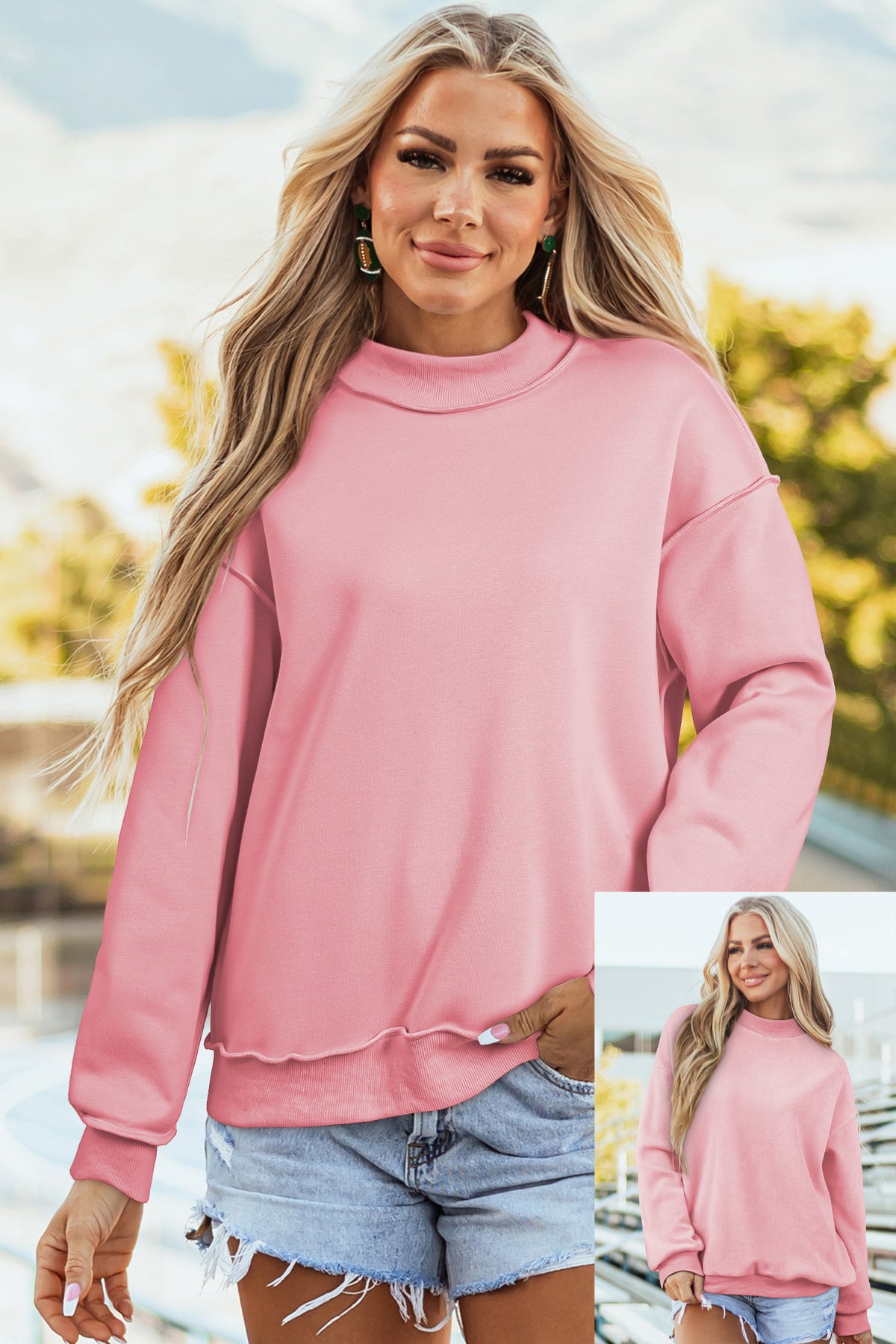 Reversible Mock Neck Sweatshirt