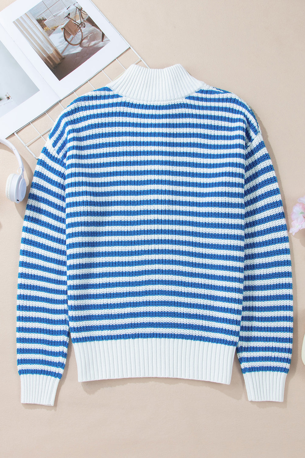 Stripe Zip Up Sweater