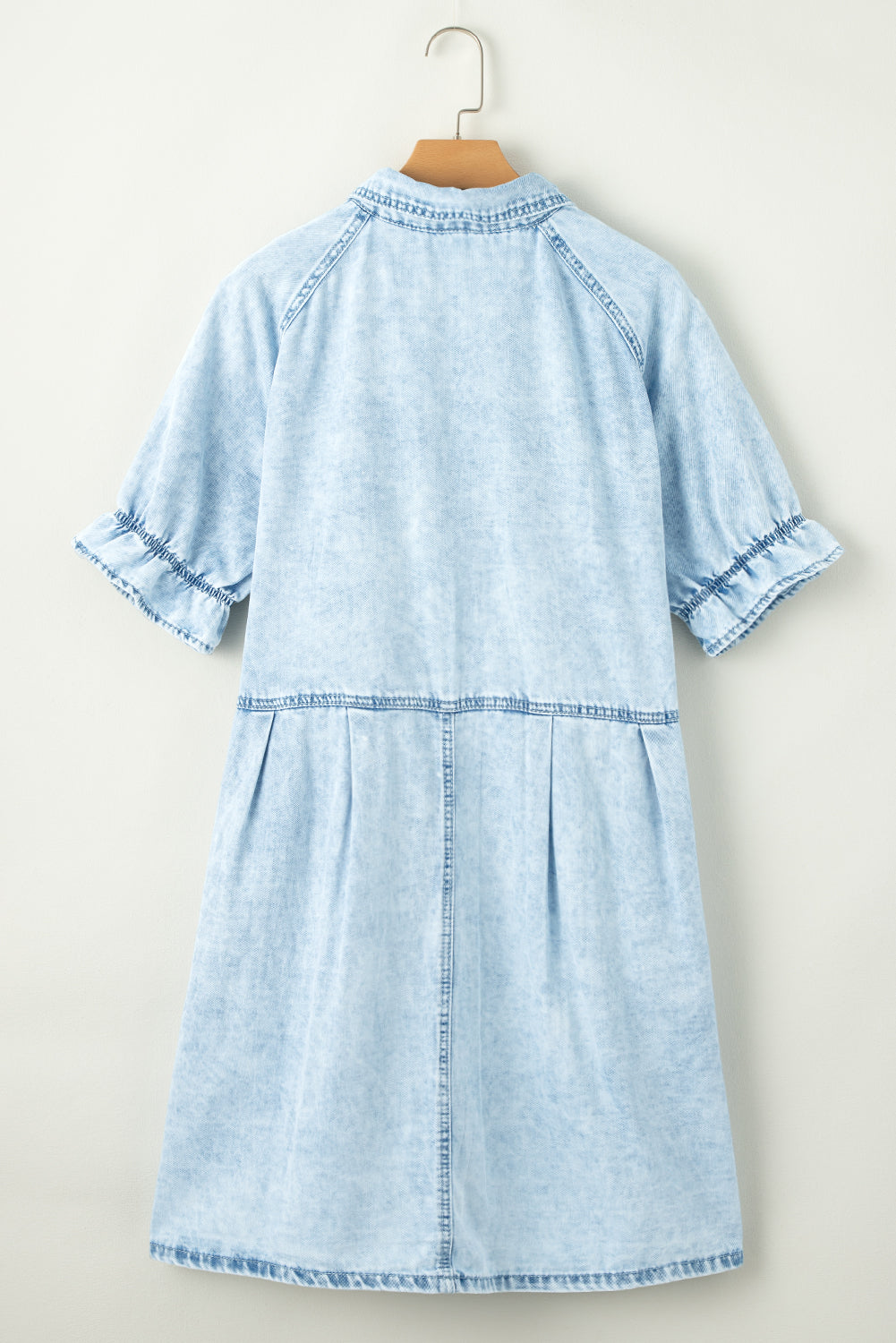 Denim. Ruffled Sleeve Denim Dress