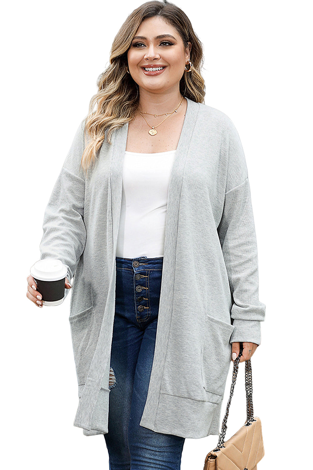 Open Front Cardigan Plus Size