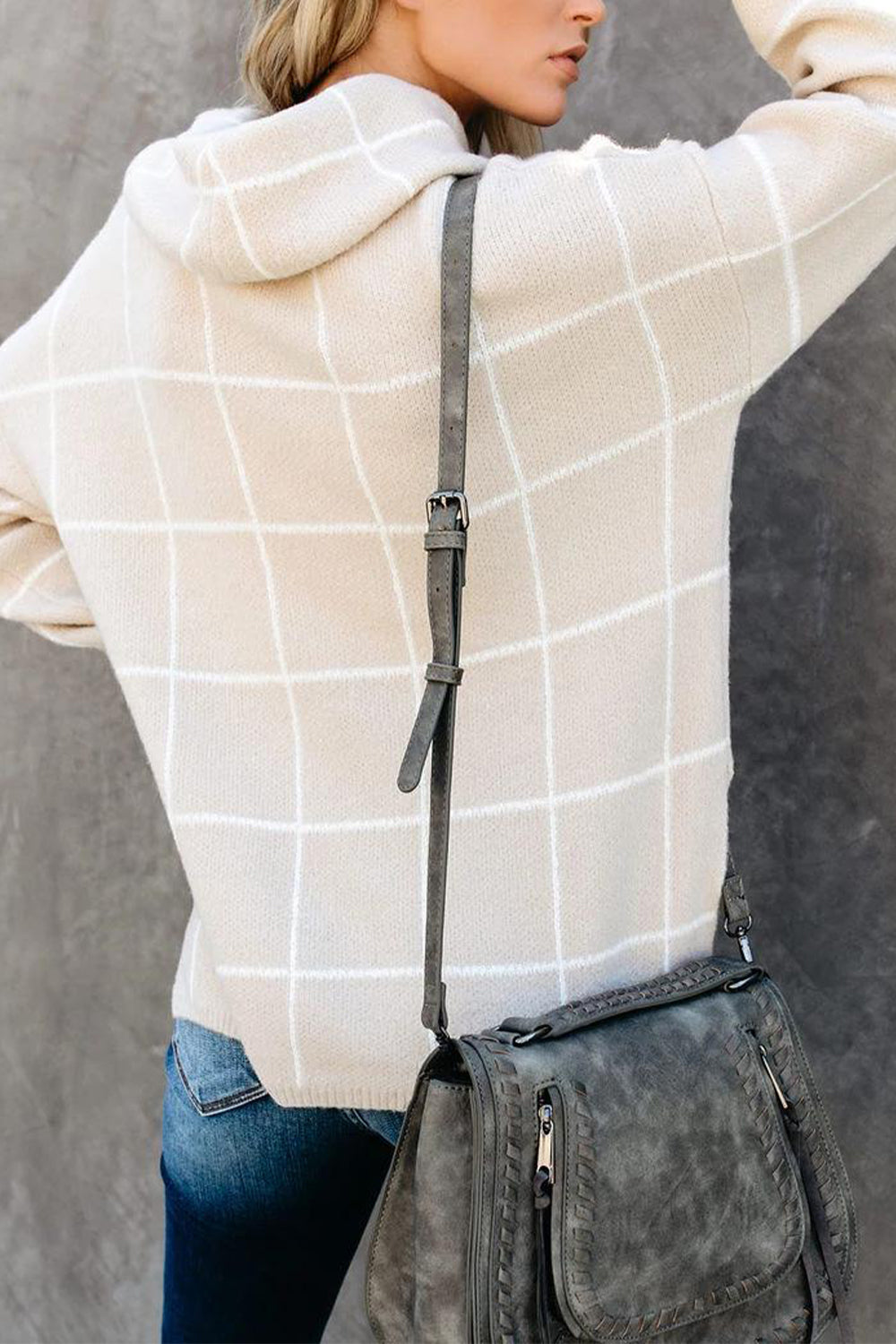 Box Plaid Drop Shoulder Sweater