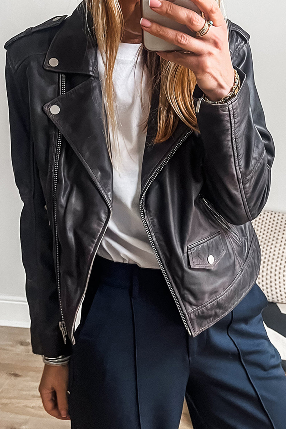 Faux Leather Moto Zip Jacket