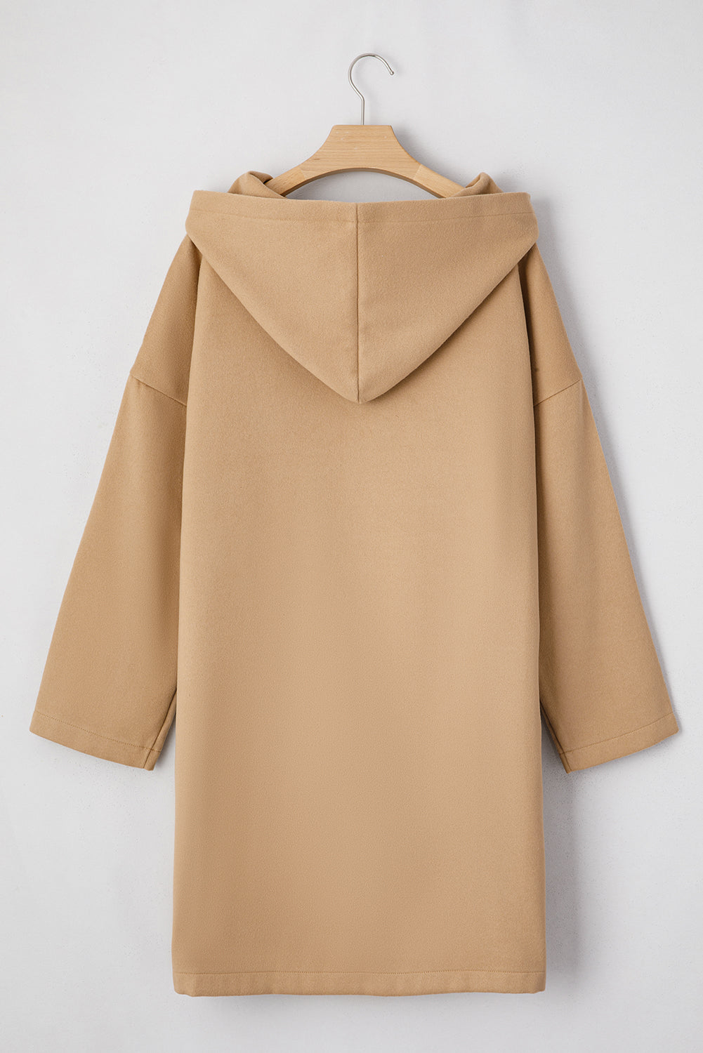 French Beige Zip Hooded Coat