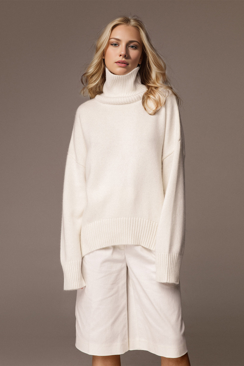 Dropped Shoulder Turtleneck Sweater