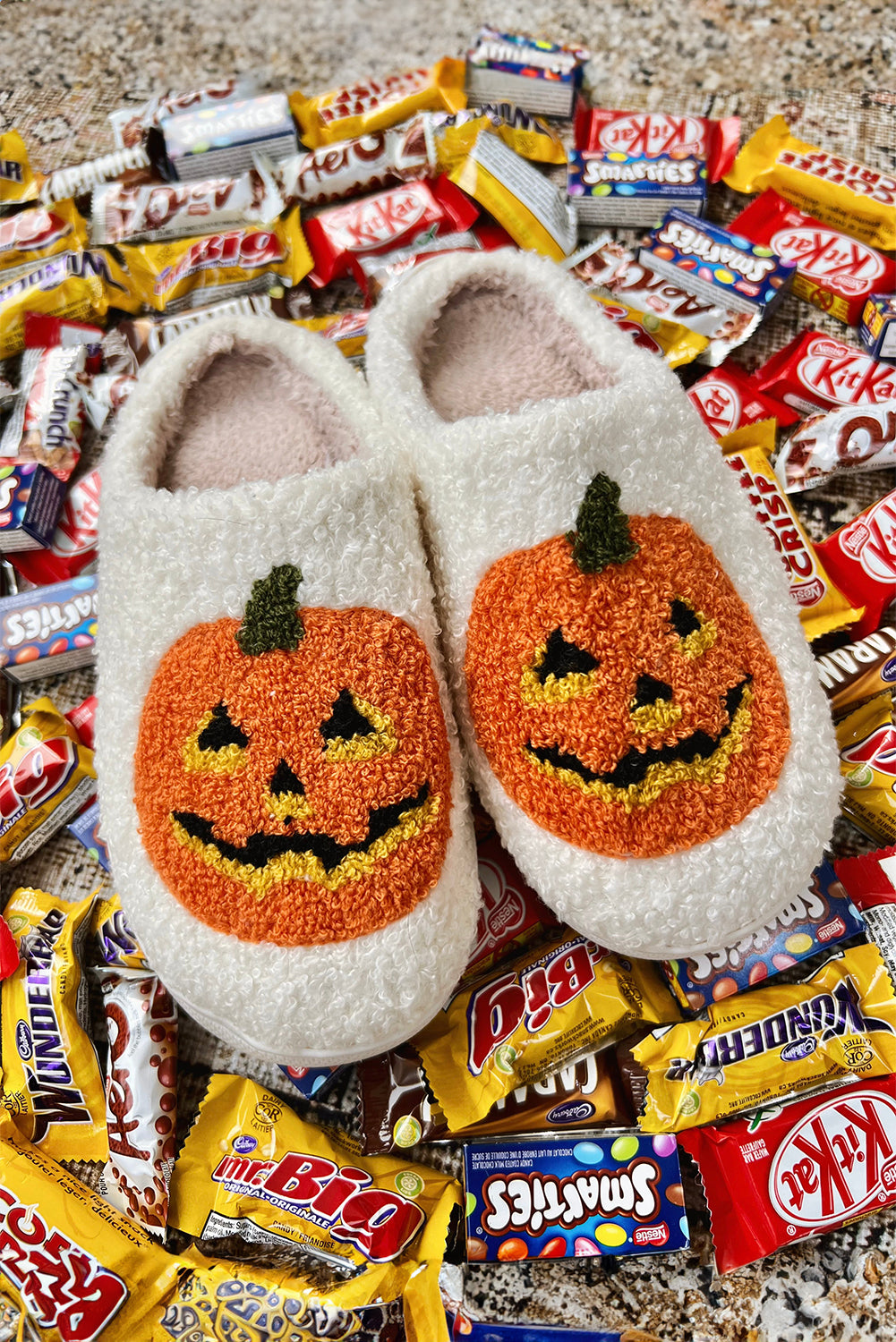 Plush Halloween Pumpkin Slippers