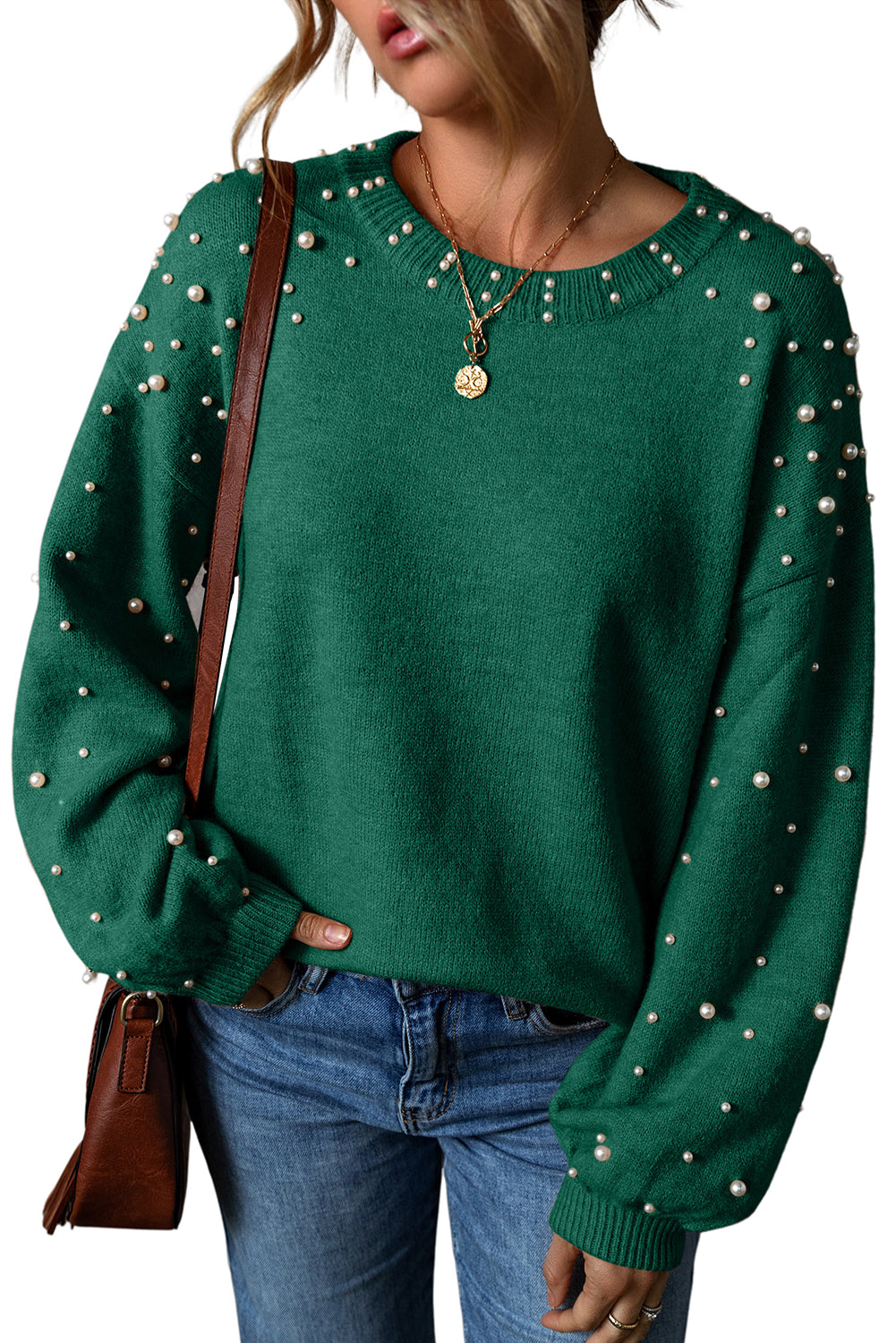 Pearl Drop Shoulder Sweater