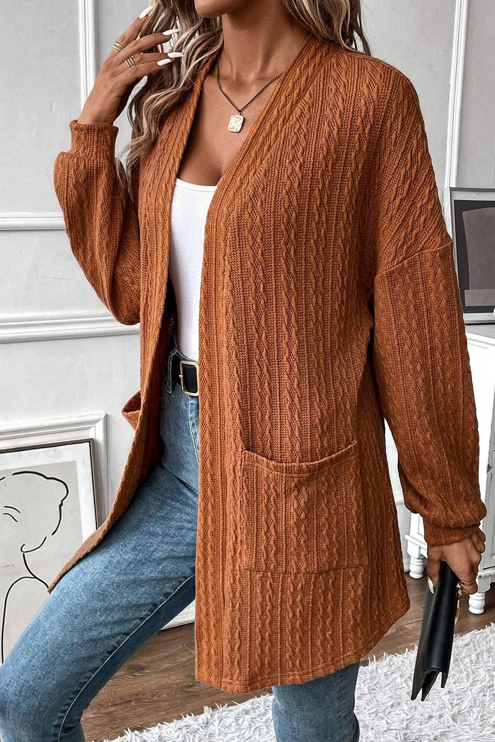 Cable Textured Knit Cardigan