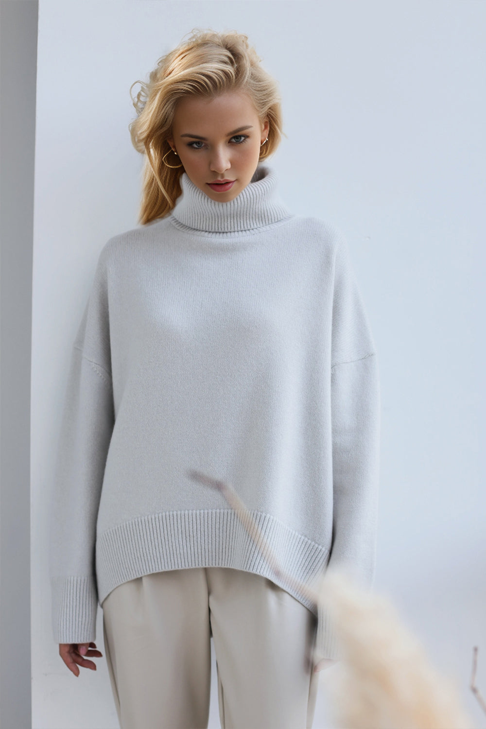 Dropped Shoulder Turtleneck Sweater