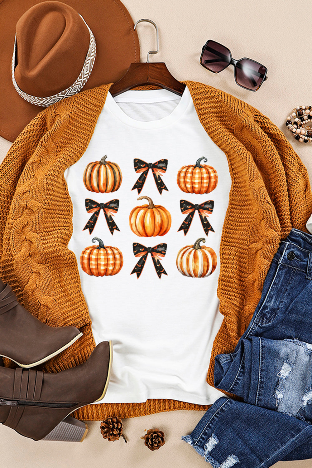 Halloween Pumpkins & Bows Tee