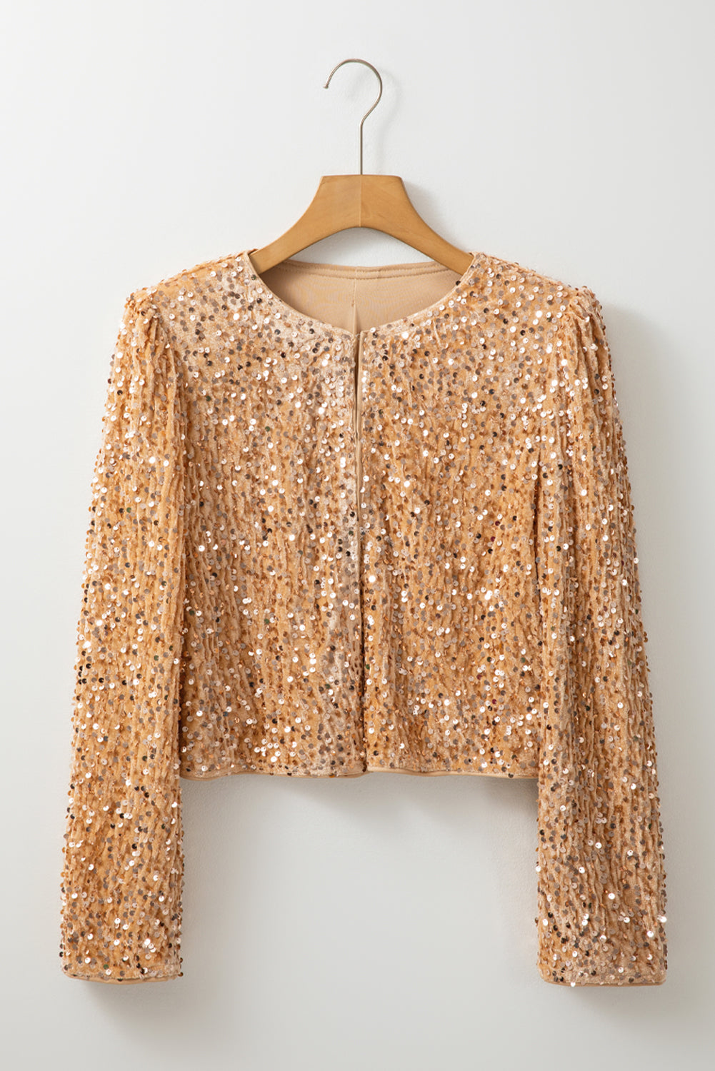 Sequin Open Front Cropped Jacket