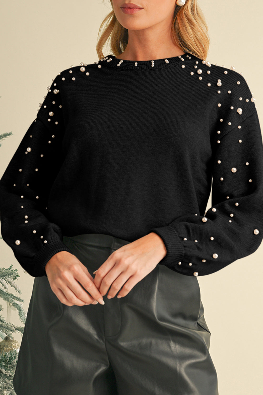 Pearl Drop Shoulder Sweater