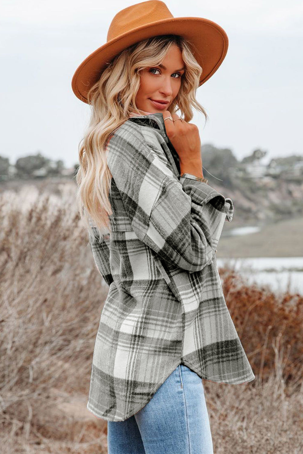 Autumn Brown Plaid Flannel Shacket