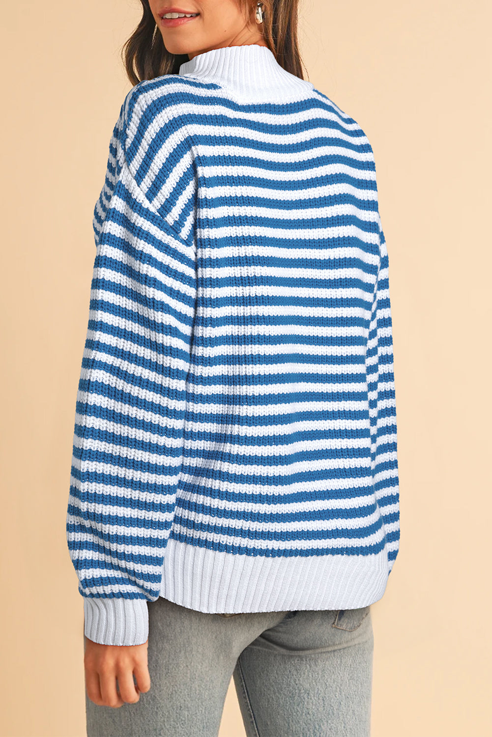 Stripe Zip Up Sweater