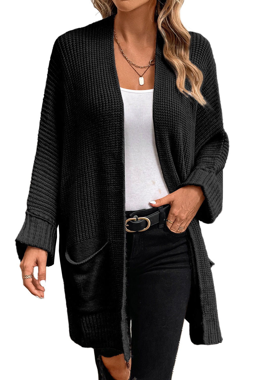 Batwing Sleeve Oversized Cable Knit Cardigan