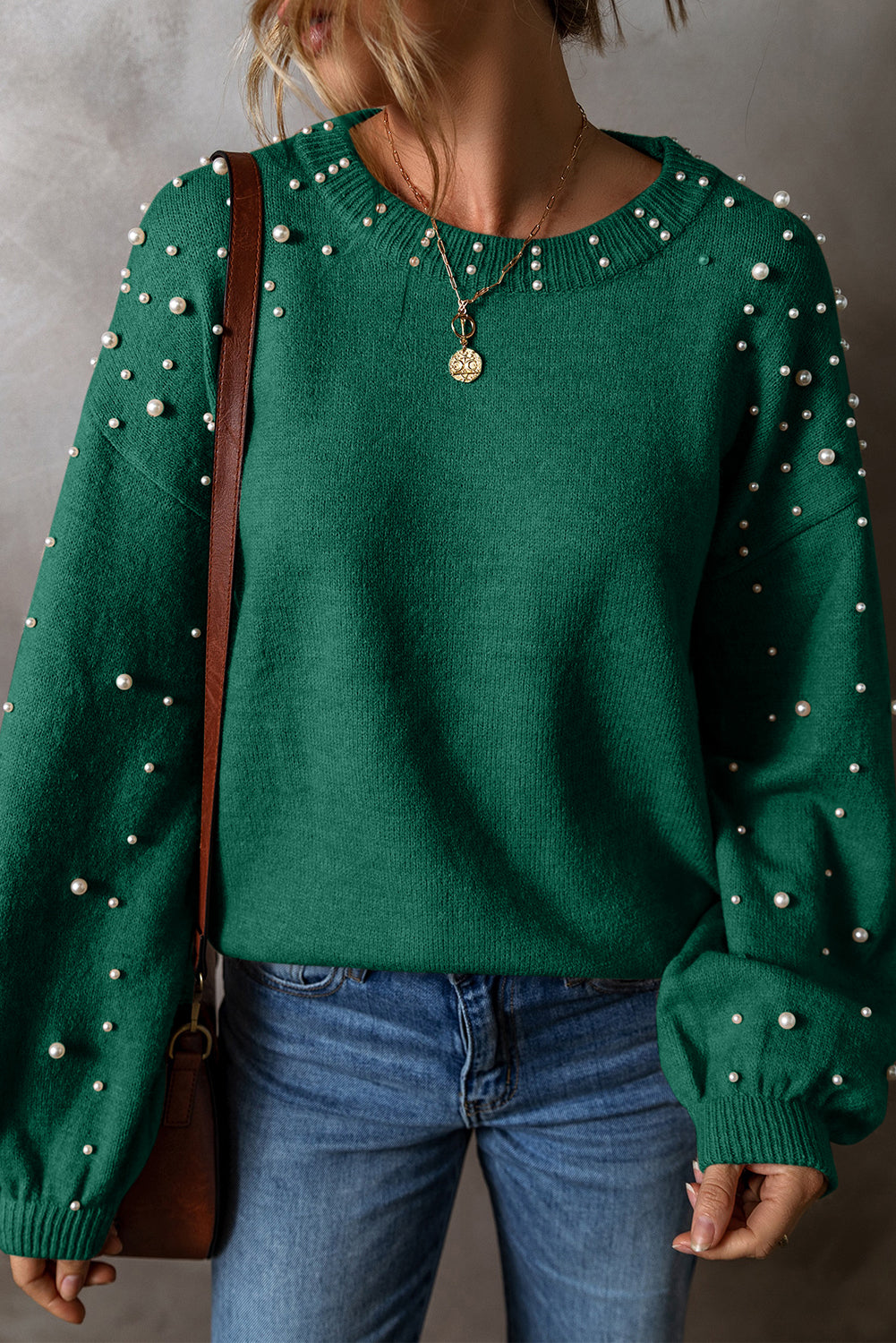 Pearl Drop Shoulder Sweater