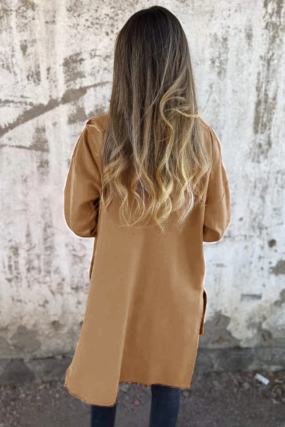 French Beige Zip Hooded Coat