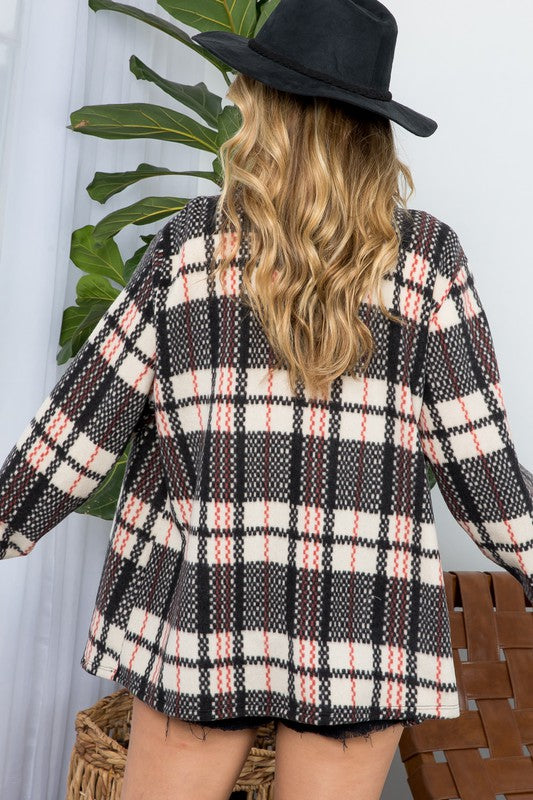 Fuzzy Plaid Shacket Plus Size