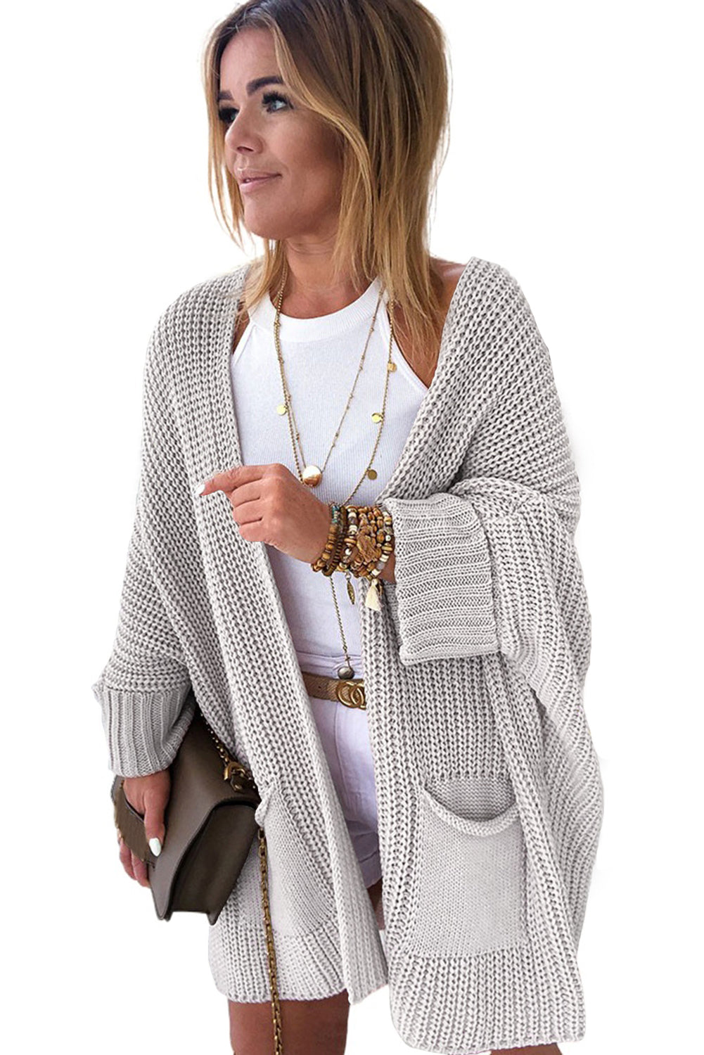 Batwing Sleeve Oversized Cable Knit Cardigan