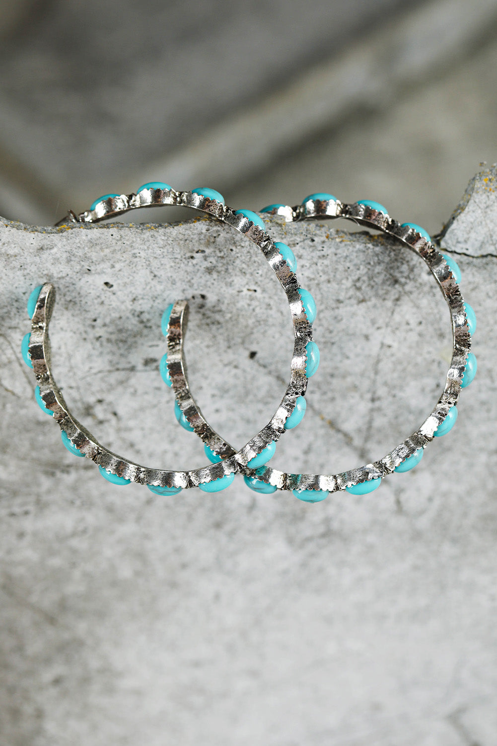 Turquoise Open Hoop Earrings