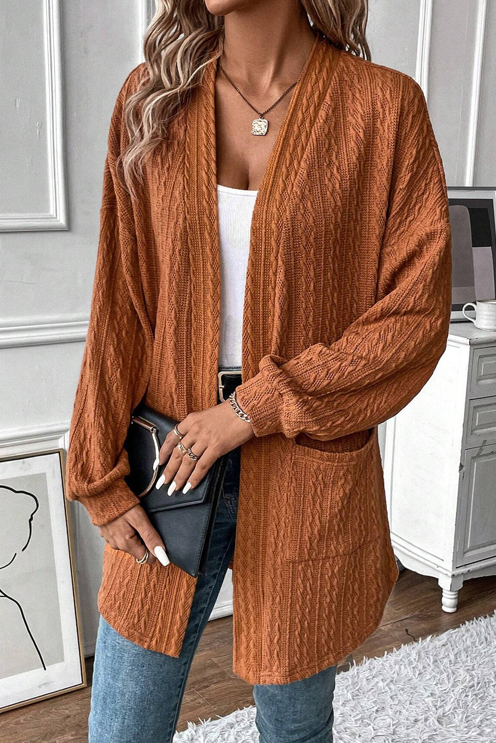 Cable Textured Knit Cardigan