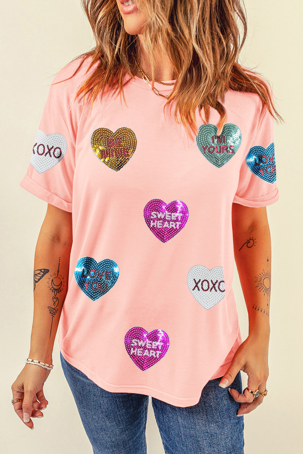 Sequin Valentines Hearts Tee