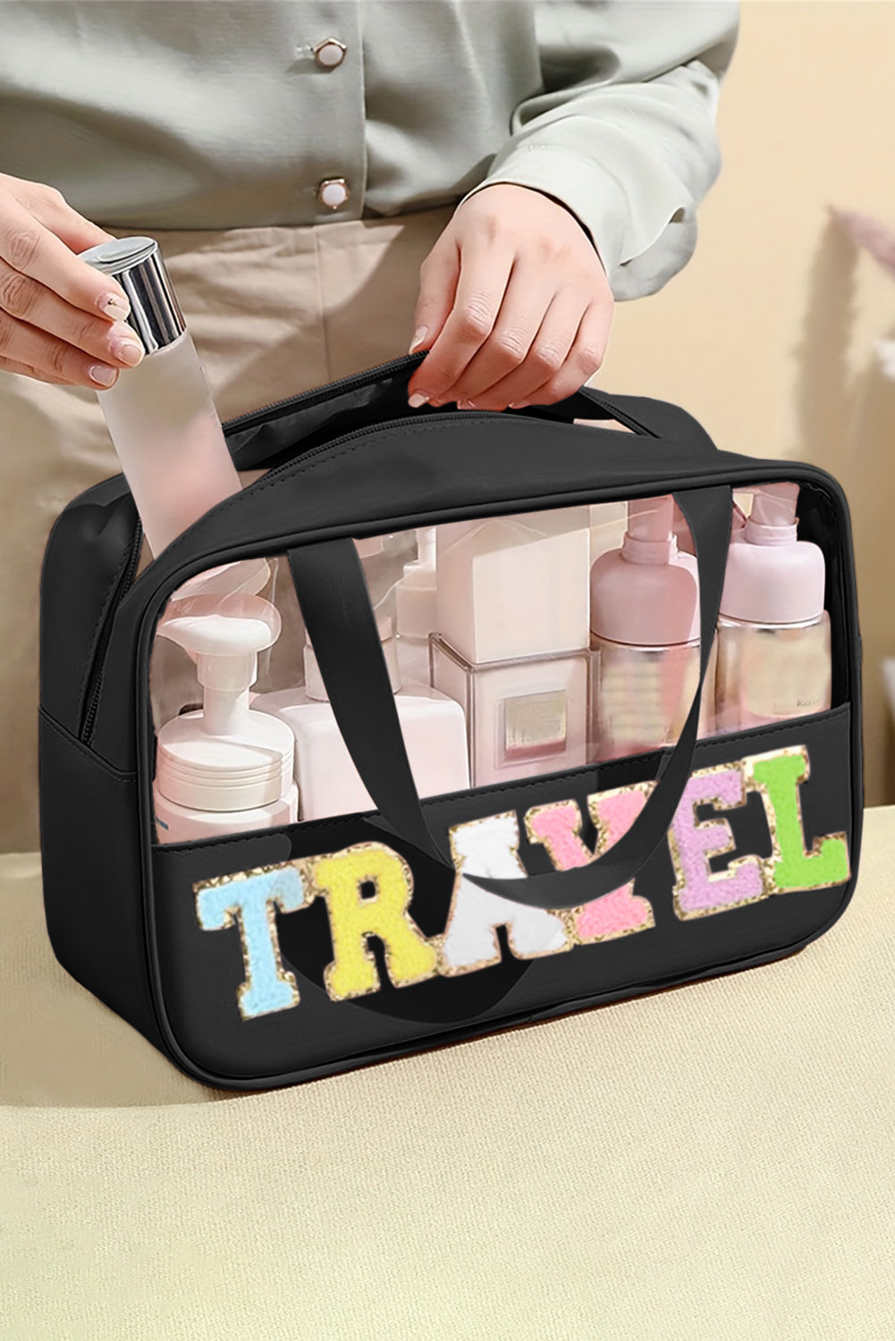 TRAVEL Clear Plastic Makeup Bag