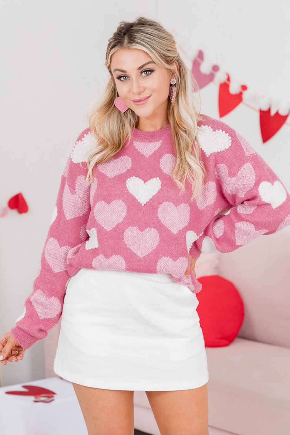 Pearl Trim Heart Sweater