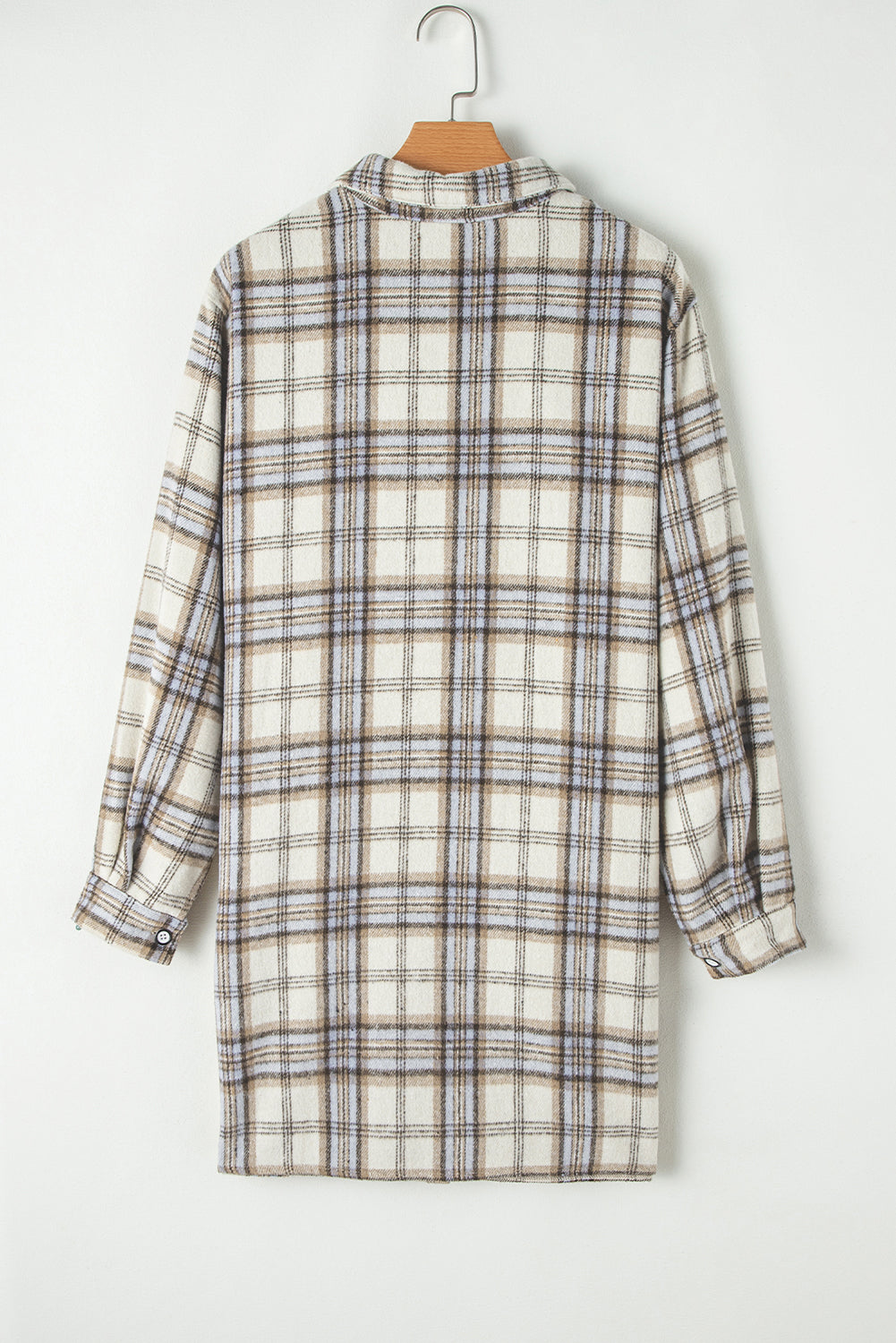 Natural Plaid Shacket Plus Size