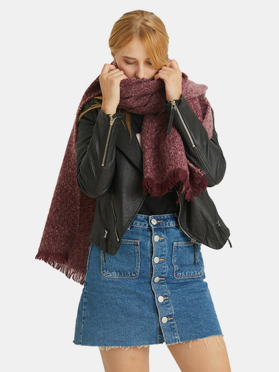 Raw Hem Heathered Scarf