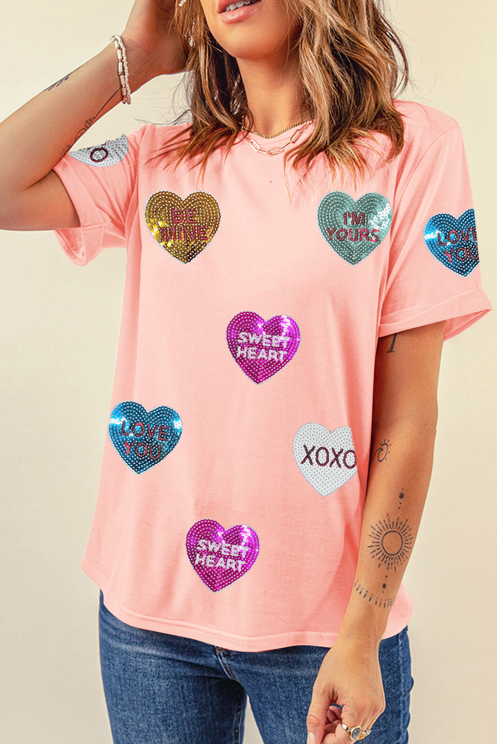 Sequin Valentines Hearts Tee