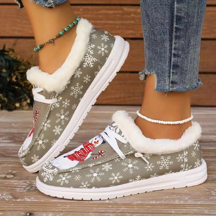 Snowman Print Slip-Ons