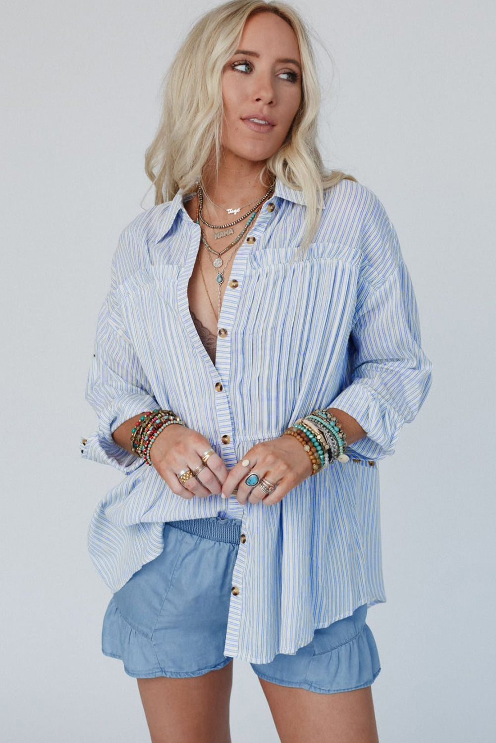 Stripe Pintuck Blouse