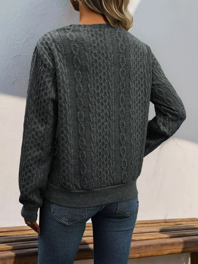 Cable Three Button Sweater