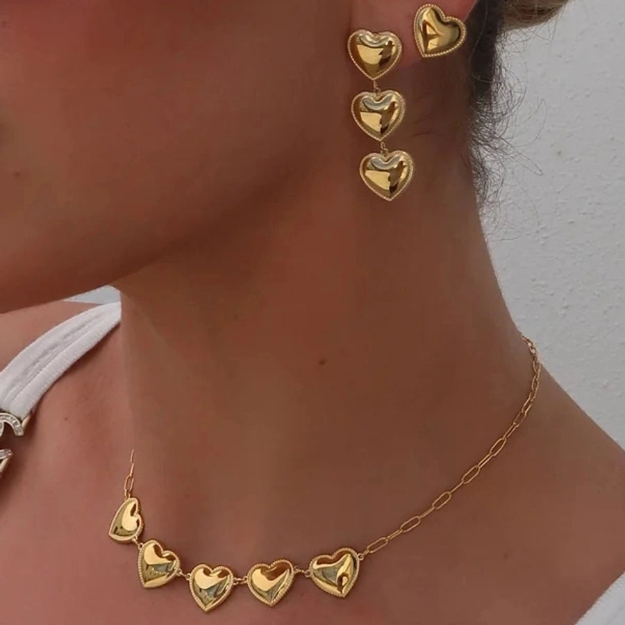 Gold Plate Heart Necklace or Earrings