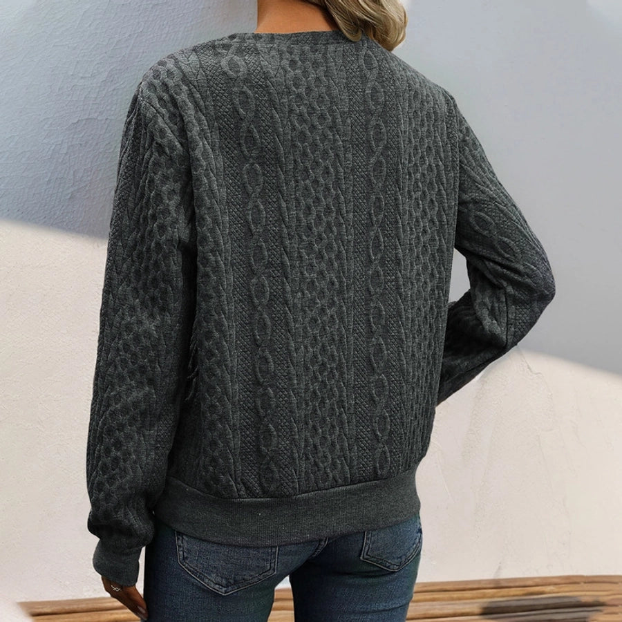 Cable Three Button Sweater