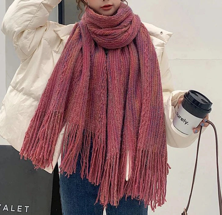 Loose Weave Long Fringe Scarf