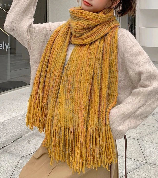 Loose Weave Long Fringe Scarf