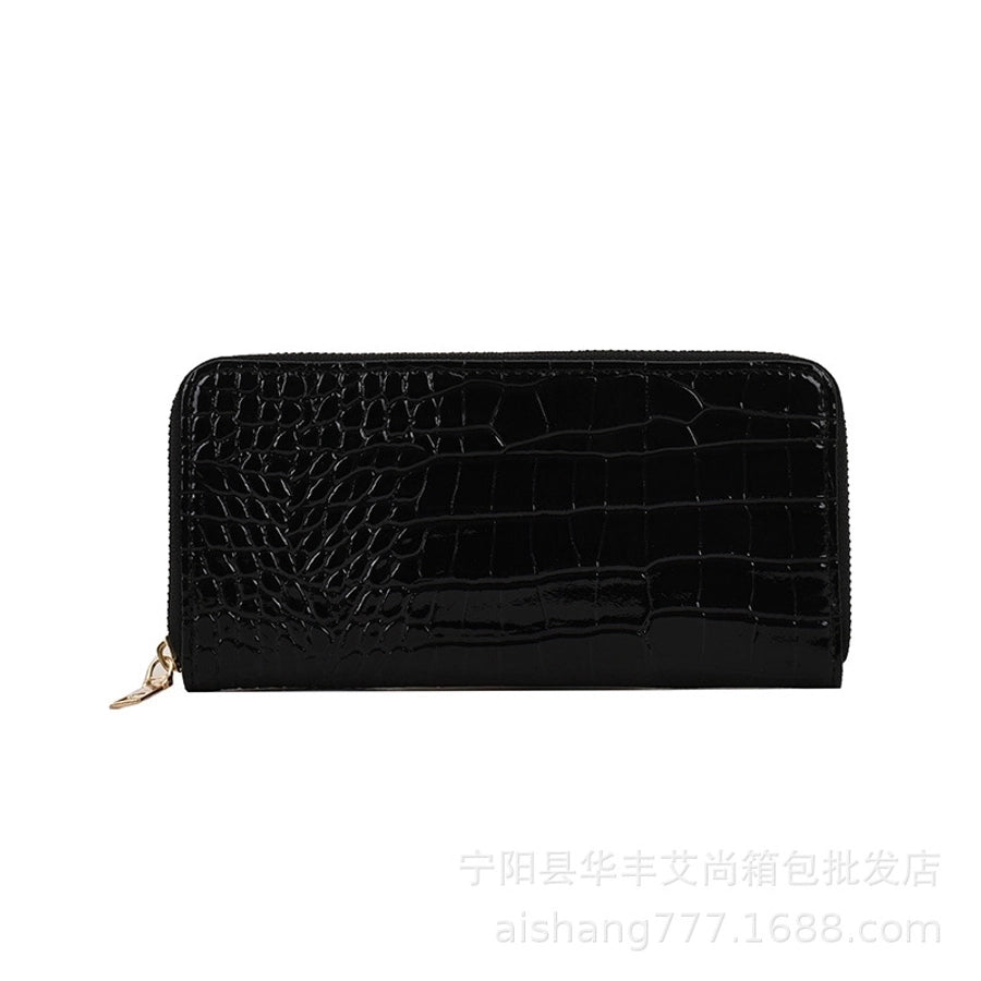 Faux Crocodile Zip Around Wallet