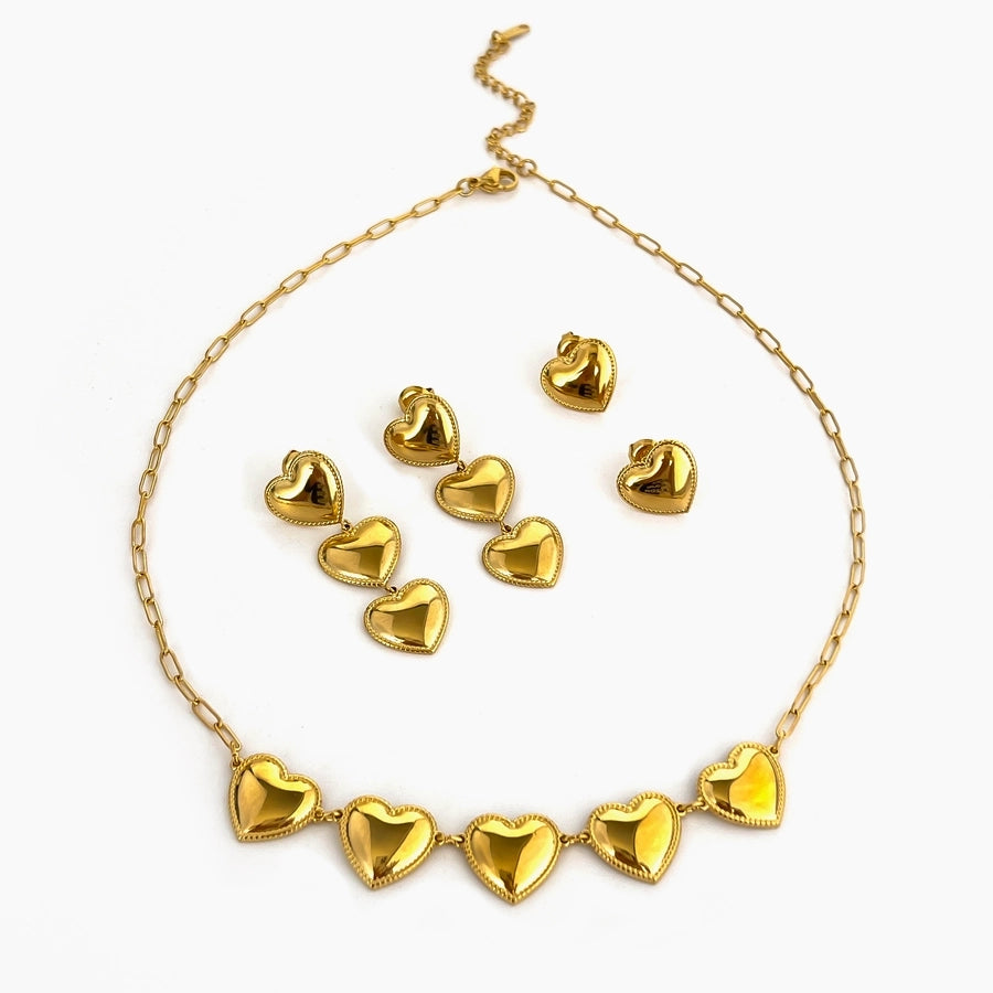 Gold Plate Heart Necklace or Earrings