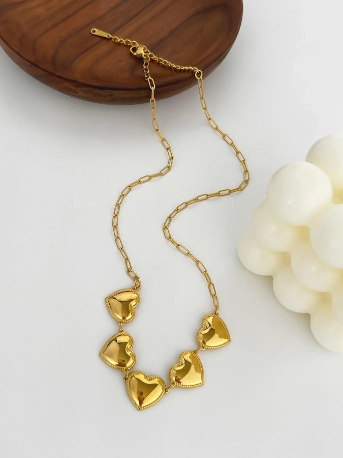 Gold Plate Heart Necklace or Earrings