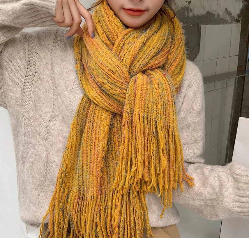 Loose Weave Long Fringe Scarf