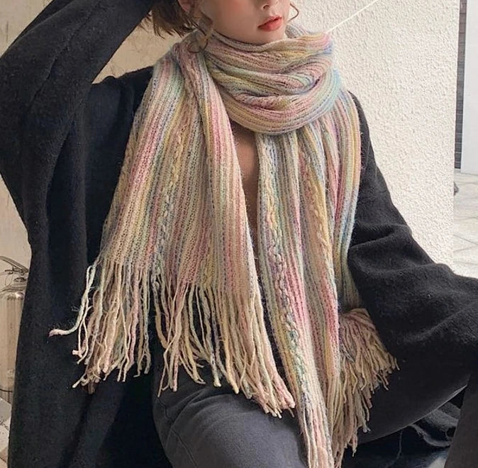 Loose Weave Long Fringe Scarf