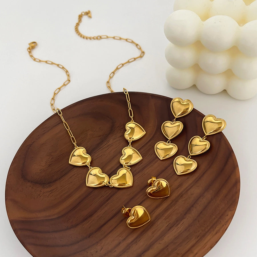 Gold Plate Heart Necklace or Earrings