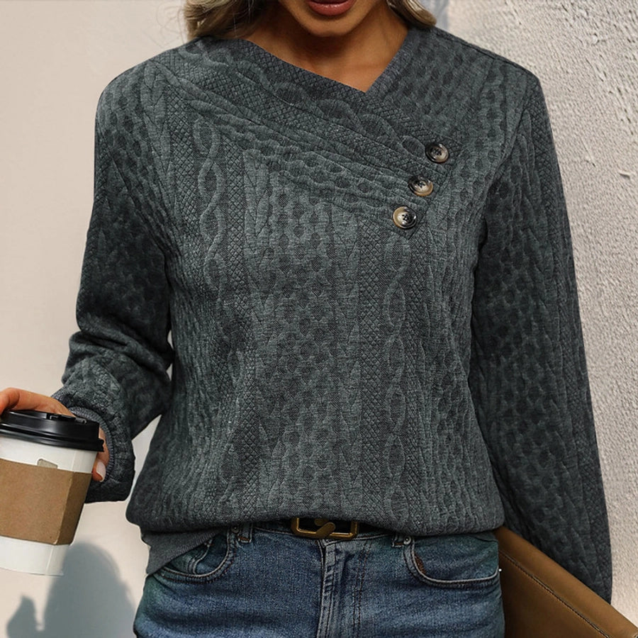 Cable Three Button Sweater