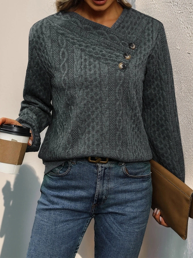 Cable Three Button Sweater