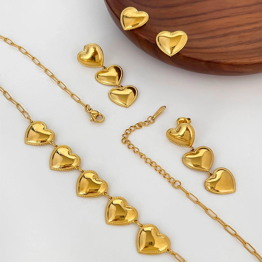 Gold Plate Heart Necklace or Earrings