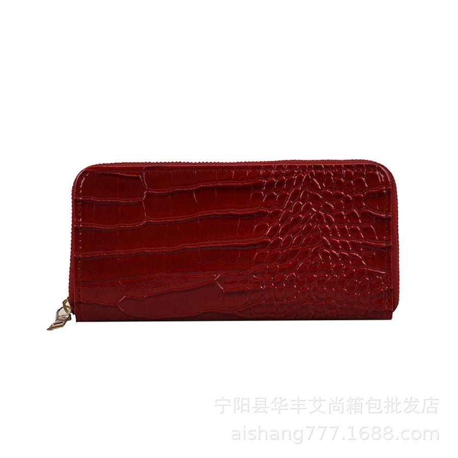 Faux Crocodile Zip Around Wallet