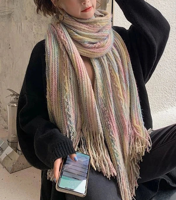 Loose Weave Long Fringe Scarf