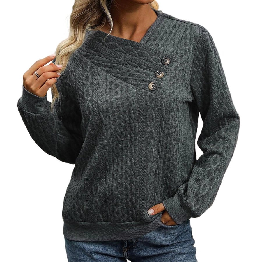 Cable Three Button Sweater